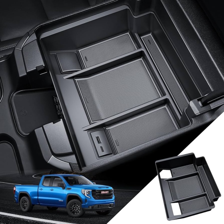2022 gmc sierra accessories Bulan 1 Car Console Organizer Tray for    GMC Sierra/Chevy Silverado  & New  Chevrolet Silverado/Sierra HD HD Accessories