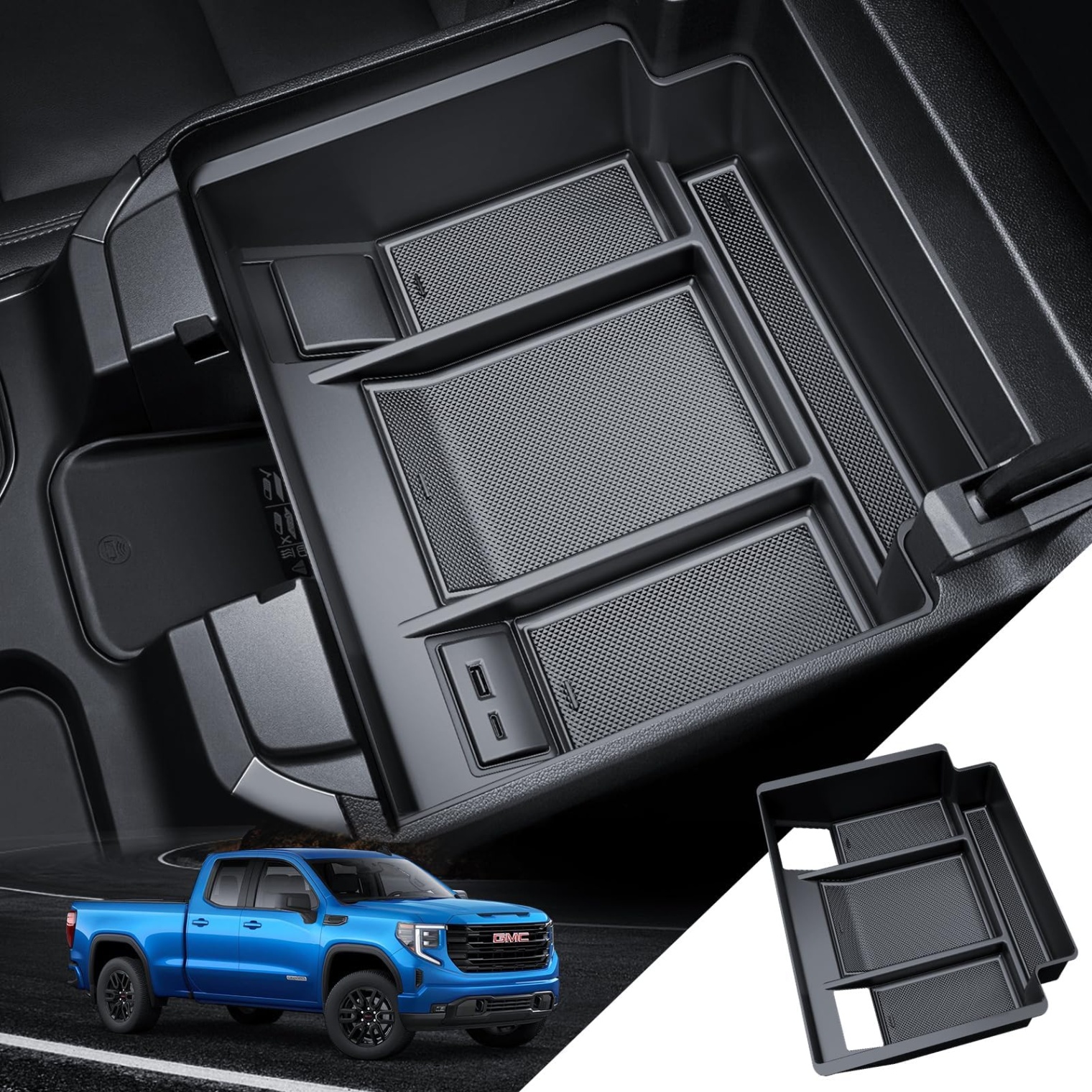 2022 gmc sierra 1500 accessories Bulan 1 Car Console Organizer Tray for    GMC Sierra/Chevy Silverado  & New  Chevrolet Silverado/Sierra HD HD Accessories