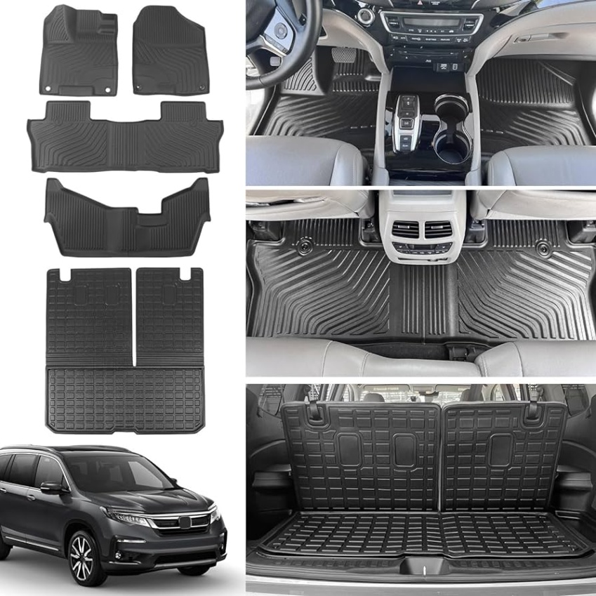 2022 honda pilot accessories Bulan 1 powoq Floor Mat Compatible with - Honda Pilot Cargo Mat with  Backrest Mat Cargo Liner Replacement for - Honda Pilot Accessories  (