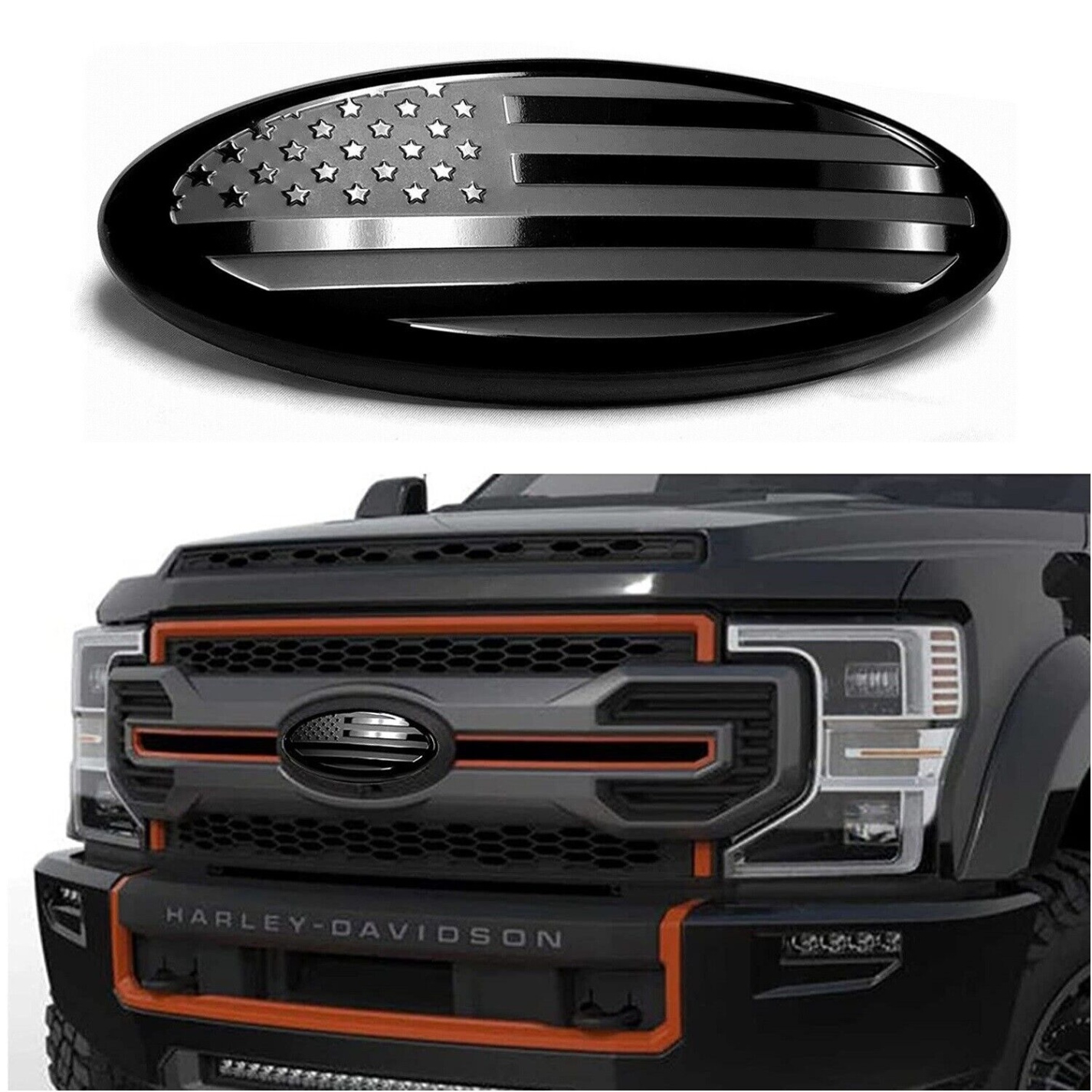 accessories for f150 ford Bulan 2 inch Ford F Accessories Black FRONT GRILL Tailgate US Flag Oval Emblem  Badge