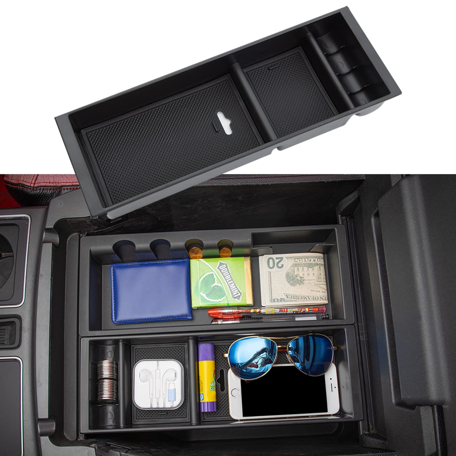 accessories for f150 ford Bulan 2 JDMCAR Center Console Organizer Compatible with Ford F Accessories     ,Center Console tray for F- Interior Accessories, Matte