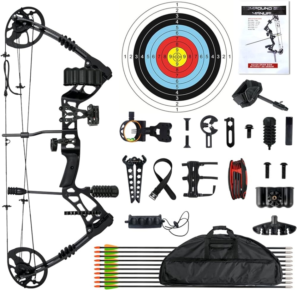 bow arrow accessories Bulan 5 Compound Bow and Arrow for Adult and Beginner, Hunting Bow Archery Set,  Right Hand, - Lbs Draw Weight,