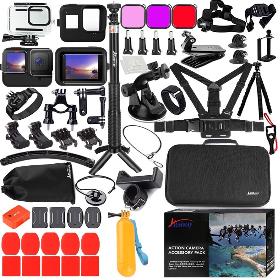gopro and accessories Niche Utama Home Accessories Kit for Gopro Hero     Black Waterproof Housing Silicone  Case Glass Screen Protector Bundle for Go pro Gopro Gopro Gopro
