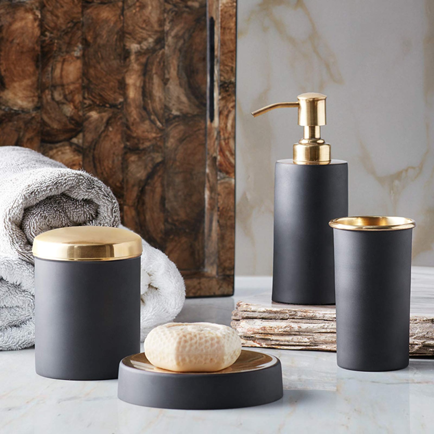 brass bathroom accessories Niche Utama Home Amazon