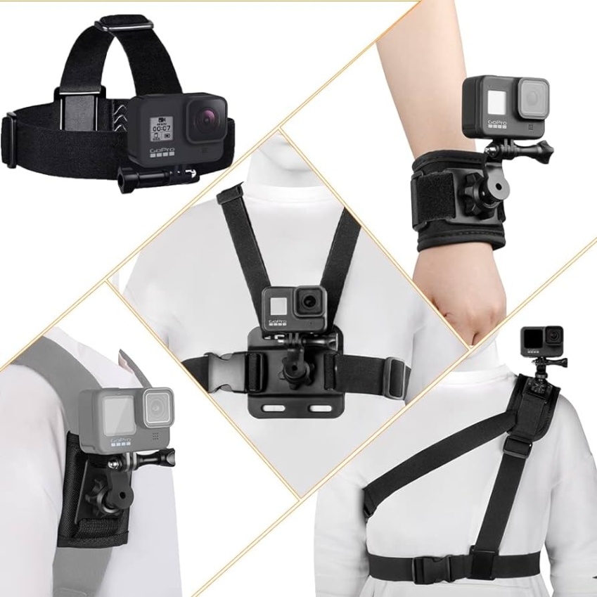 gopro and accessories Niche Utama Home Gopro Accessories Kit for GoPro Hero ////////,Chest Strap  Harness, Backpack Strap,Shoulder Strap,Wrist Strap,Head Strap Mount