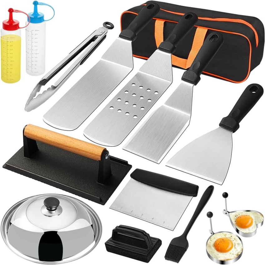 camp chef accessories Niche Utama Home Griddle Accessories Kit, pcs Flat Top Grill Griddle Tools Set for  Blackstone and Camp Chef, Professional Grill Spatula Set with Basting  Cover,