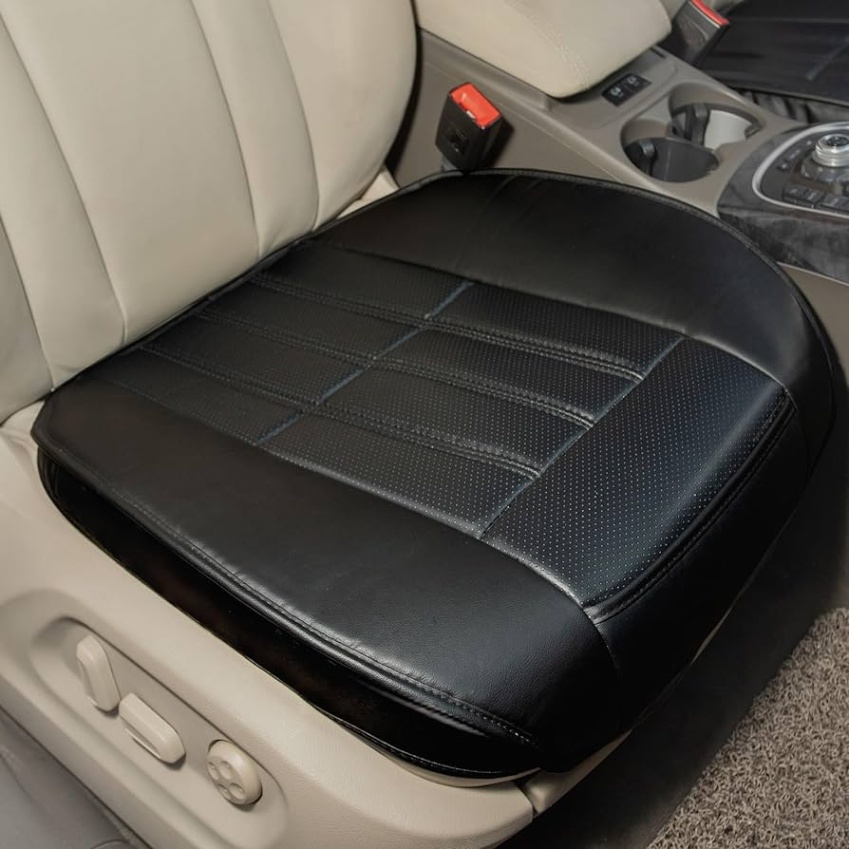 car seat accessories Niche Utama Home Leader Accessories pcs Leather Car Seat Cushions Non-Slip Black Front Seat  Covers Mat Pad for Cars