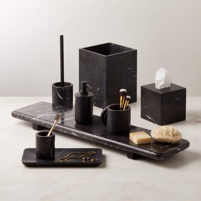 Upgrade Your Bathroom Game With Stylish Black Accessories Set!
