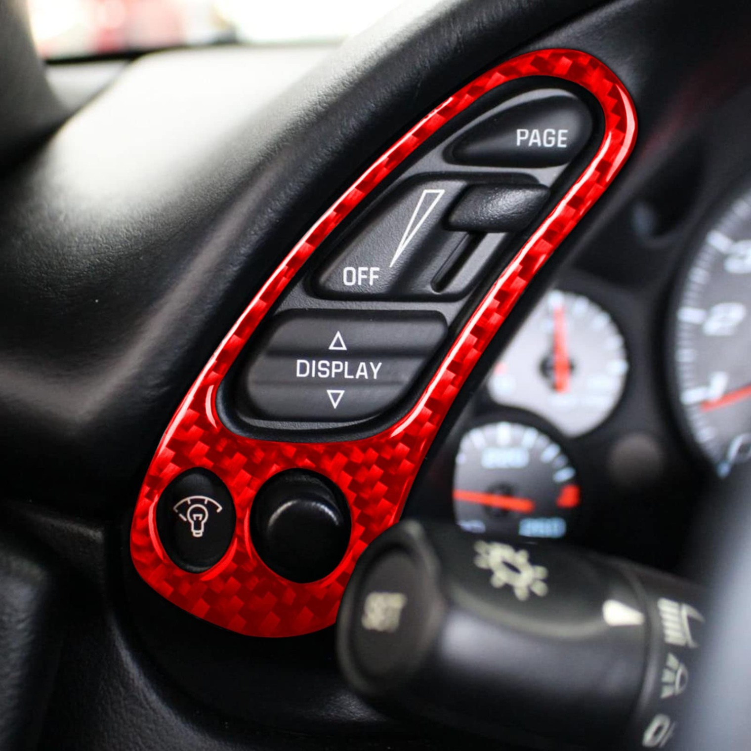 c5 corvette accessories Niche Utama Home pc/set Red Car Interior For Corvette C Accessories Dashboard  Multi-function Button Frame Carbon Fiber Cover Trim For Chevrolet Corvette  C -