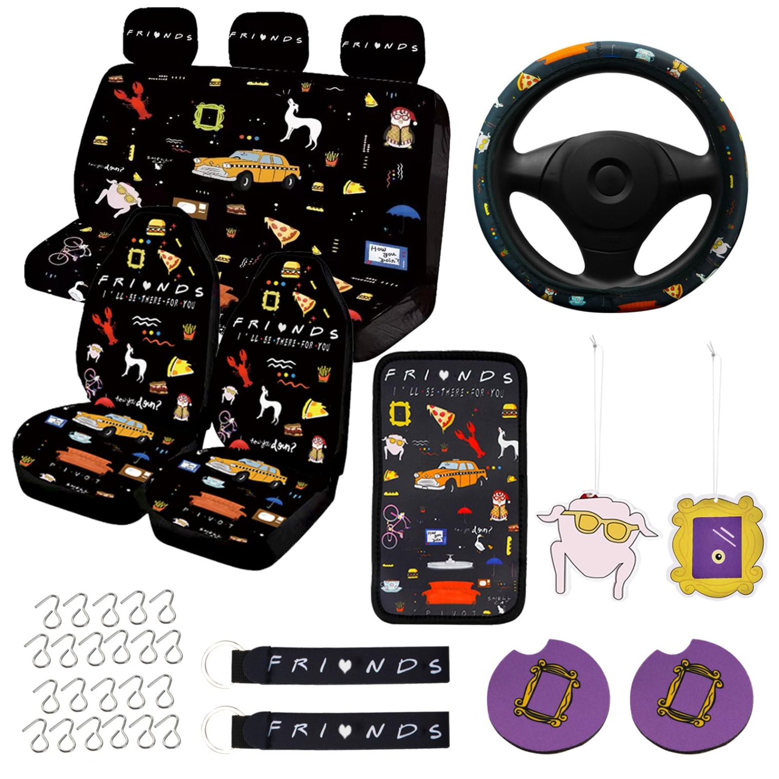 fun car accessories Niche Utama Home PCS Car Accessories Set,Funny TV Show Merchandise,TV Show Gifts,Steering  Wheel Cover,Universal for Auto Truck Van SUV