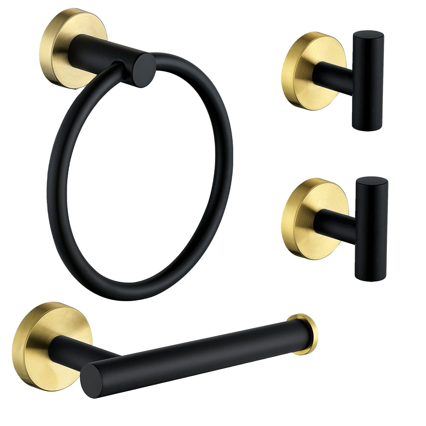 black and gold bathroom accessories Niche Utama Home  Piece Stainless Steel Matte Black and Brushed Gold Bathroom Hardware Set  Include Hand Towel Ring Holder, Toilet Paper Holder,and  Robe Towel