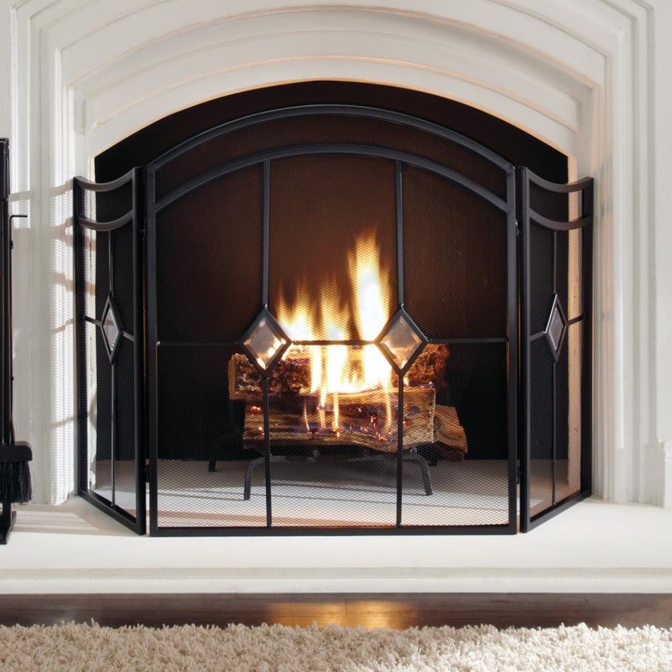 fireplace accessories near me Niche Utama Home Pleasant Hearth -in Espresso Steel -Panel Arched Fireplace Screen