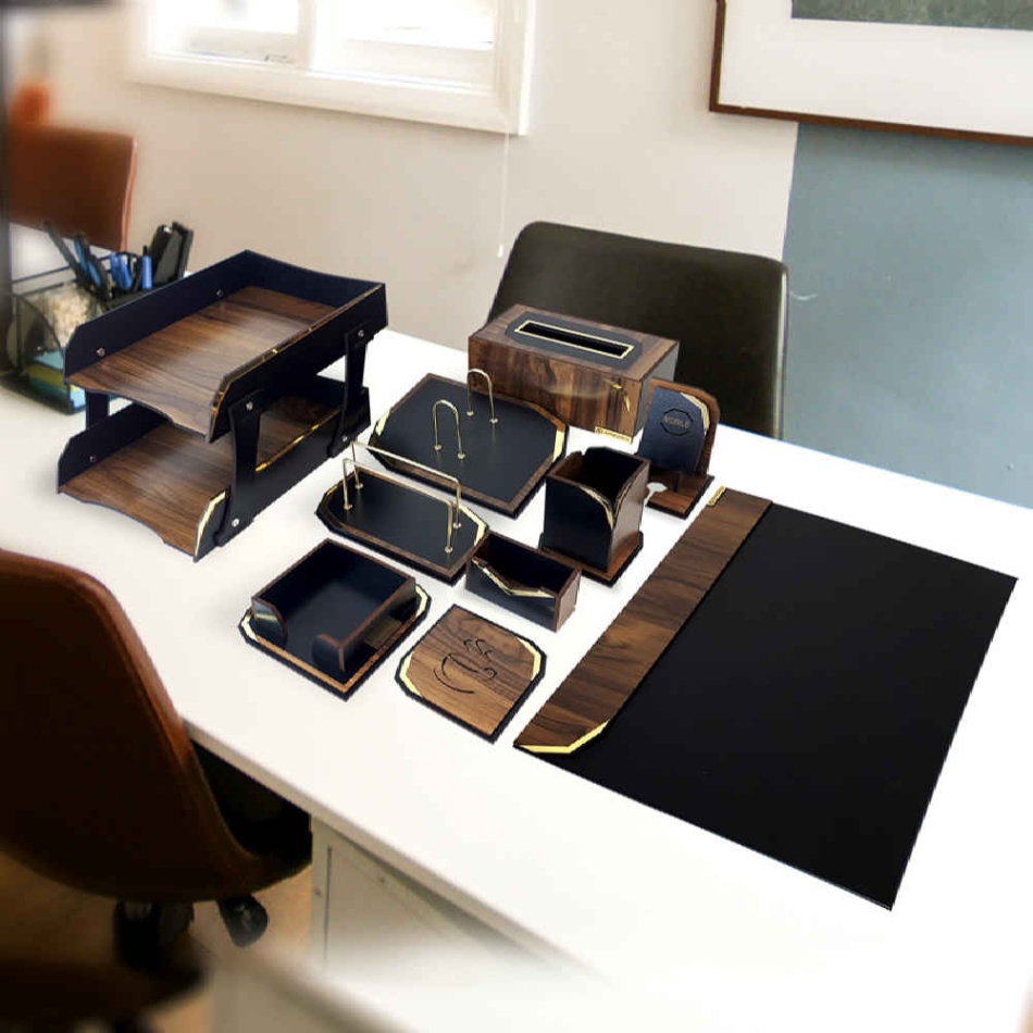 desk accessories for office Niche Utama Home Wooden Office Desk Accessories Model Avang (pcs) - ShopiPersia